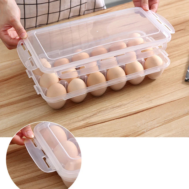 Egg Storage Box With Lid Refrigerator Organizer 10 Or 18 Grid Tray
