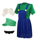 Women's Luigi Costume With Hat Beard Gloves For Party Acting
