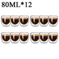 Double Wall Borosilicate Glass Mug Set Heat Resistant Tea Coffee Cups