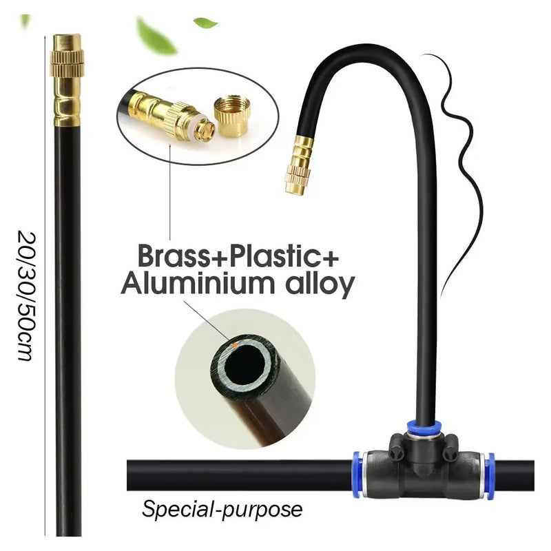 20cm Adjustable Garden Irrigation Nozzle Brass Misting Sprayer Tee