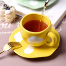 Clouds Ceramic Coffee Cups With Saucers Irregular Dessert Plates Set