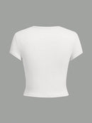 4 Pieces Women's Basic Short Sleeve T-Shirt Solid Color Summer Top
