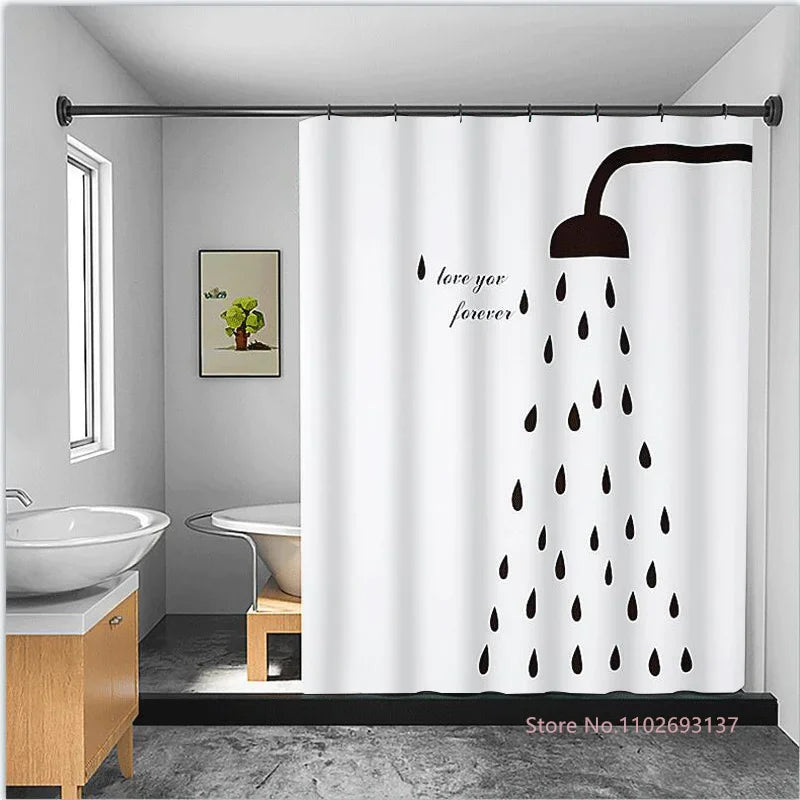 Nordic Geometry Waterproof Polyester Shower Curtain Abstract Art Design
