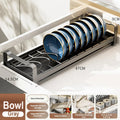 Pull Out Cabinet Shelf Stainless Steel Plate And Bowl Rack Organizer