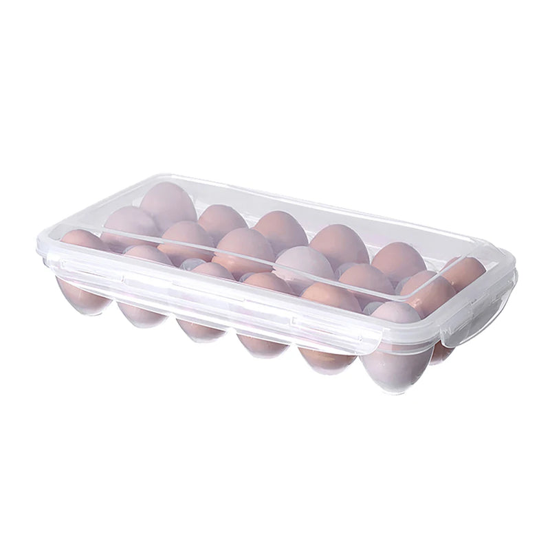 Egg Storage Box With Lid Refrigerator Organizer 10 Or 18 Grid Tray