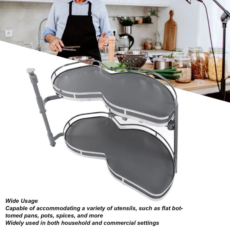 2 Tier Blind Corner Cabinet Organizer Adjustable Kitchen Storage Rack