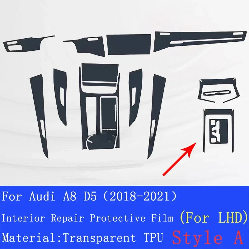 Audi A8 Center Console Protective Film Transparent TPU Scratch Guard