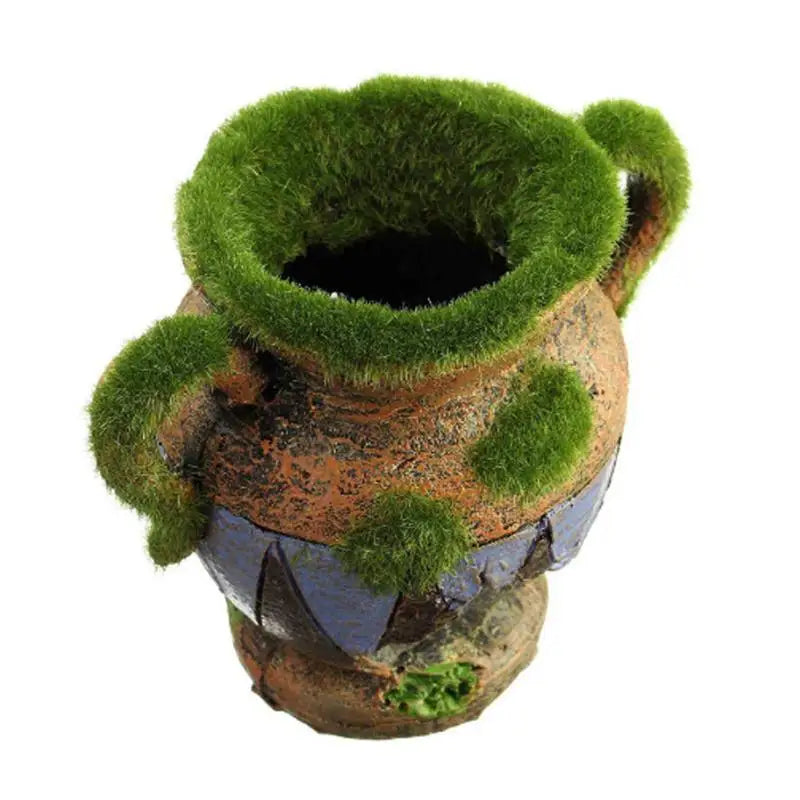Resin Aquarium Vase With Moss Decoration For Fish And Shrimp Tanks