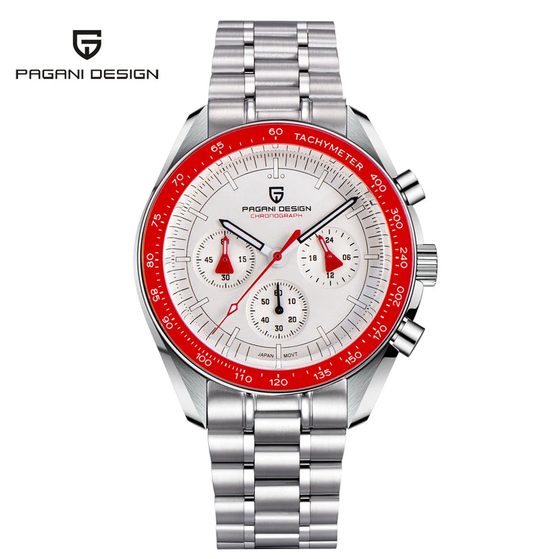 PAGANI DESIGN Moonwatch Quartz Chronograph Stainless Steel Waterproof Watch