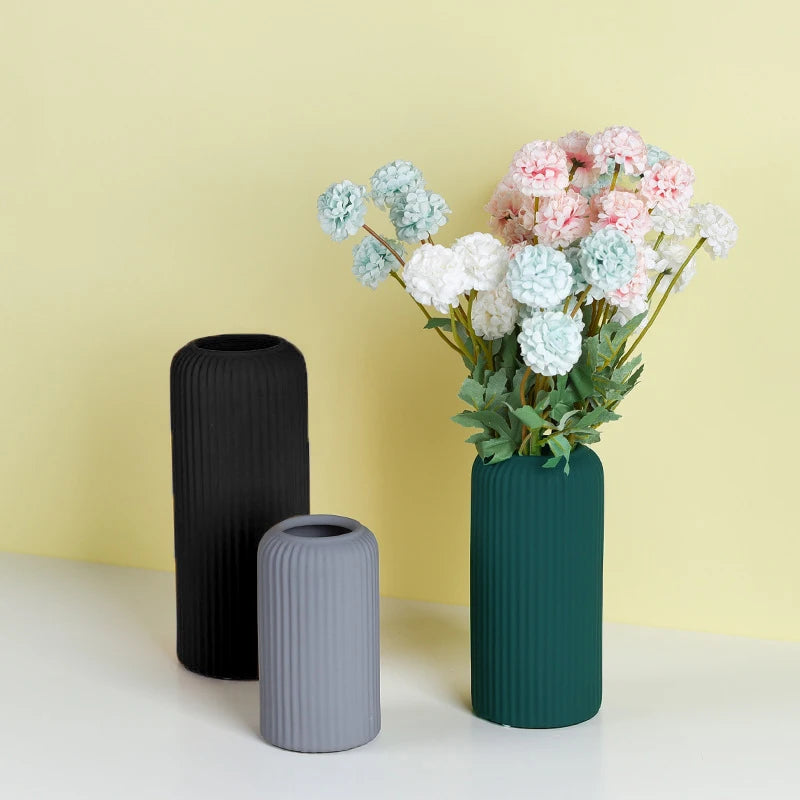 Nordic Plastic Flower Vase Decorative Ceramic Style Plant Pot