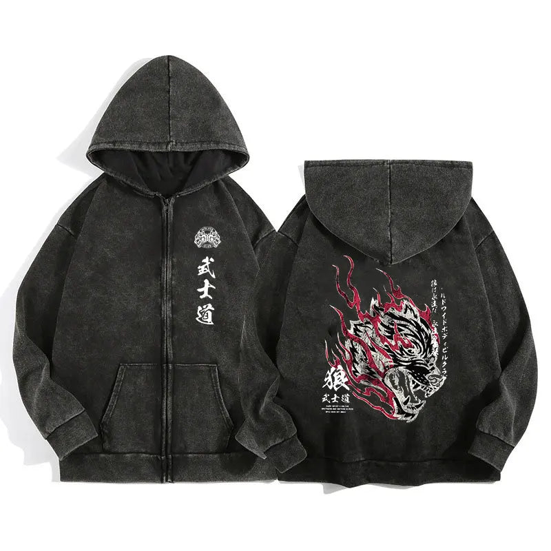 Darc Wolves Cotton Zip Up Hoodies For Men And Women Casual Jacket