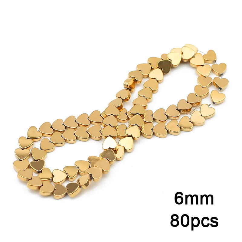 Gold Plated Hematite Beads Star Heart Shapes Loose Jewelry Beads