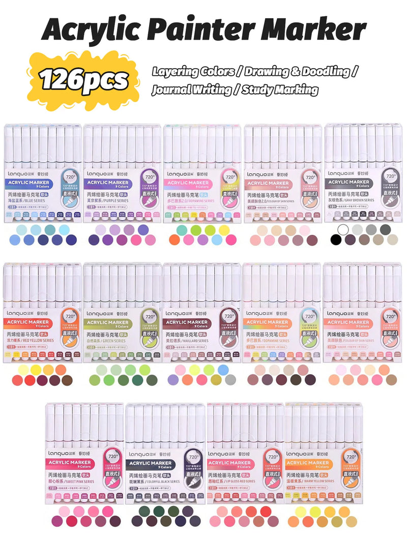 9pcs Acrylic Markers Set For Rock Painting Glass DIY Craft Supplies