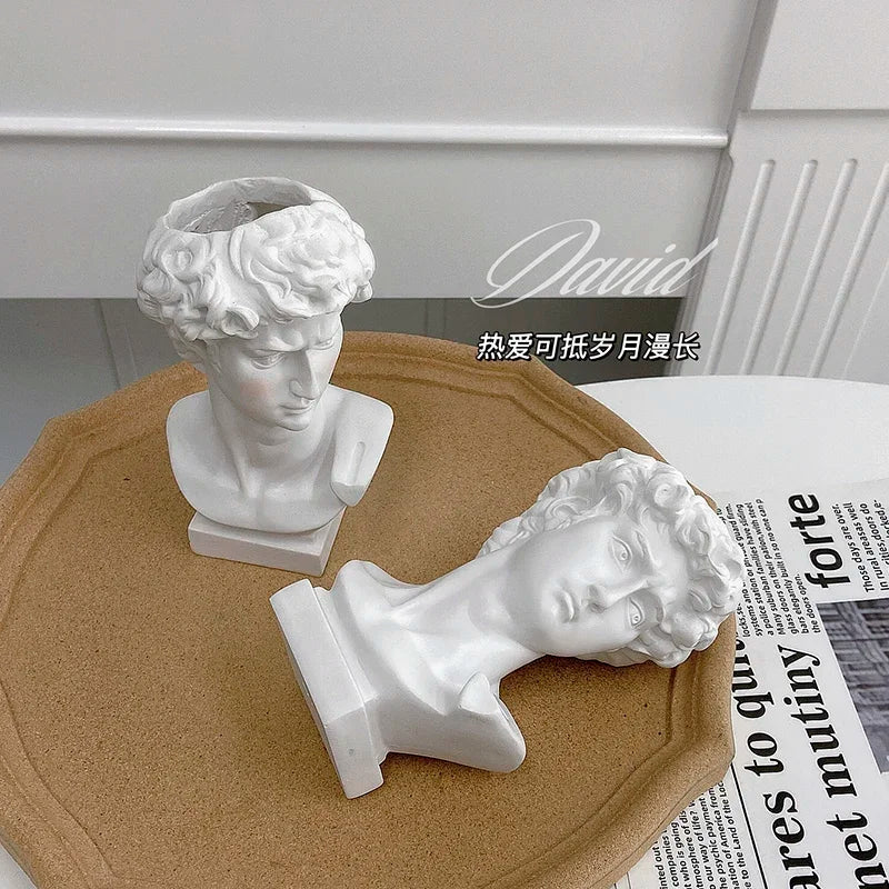 David Head Vase Resin Sculpture Artistic Flower Pot Home Decor