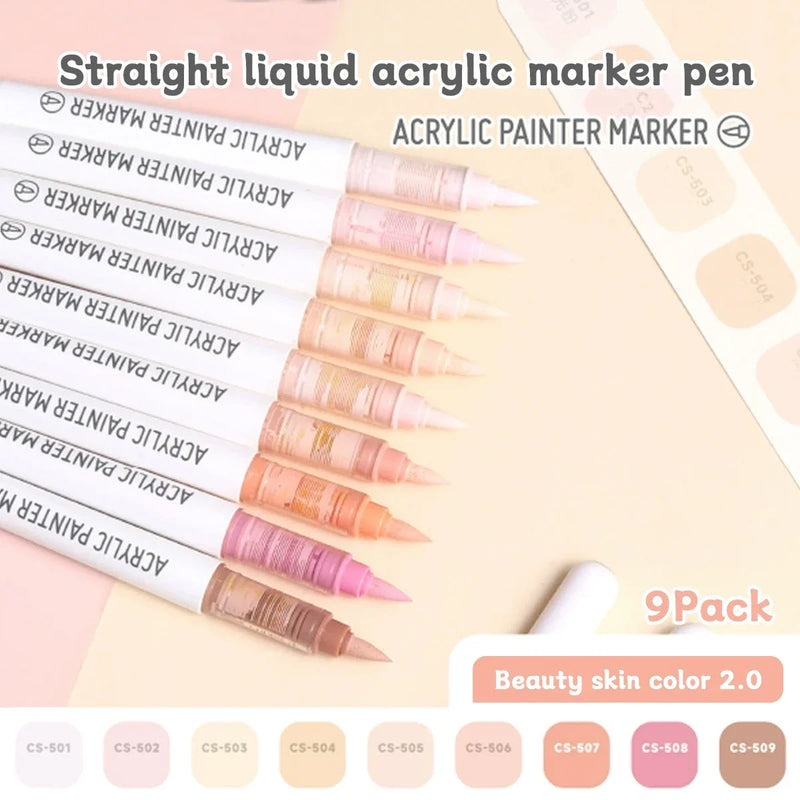 9pcs Acrylic Markers Set For Rock Painting Glass DIY Craft Supplies