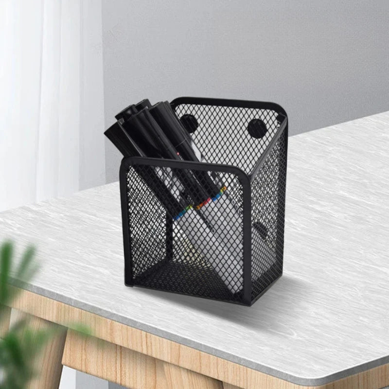 Magnetic Pencil Holder Mesh Desk Organizer Container For Office Home