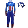 Captain America Kids Cosplay Costume Jumpsuit Mask Superhero Role Play