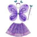 Girl Fairy Costume Butterfly Wings Wand Headband Skirt Set