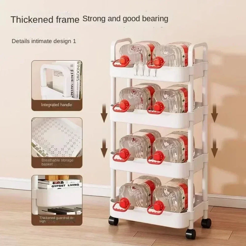 Multi-Layer Storage Rack Mobile Trolley For Kitchen Bedroom Bathroom Snacks