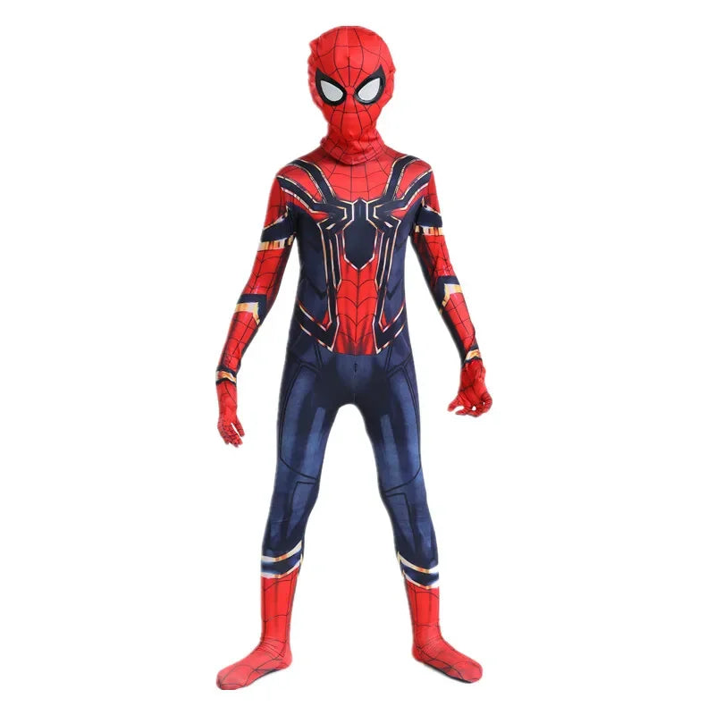 Kids Spider Superhero Costume Spandex Jumpsuit Halloween Party Set