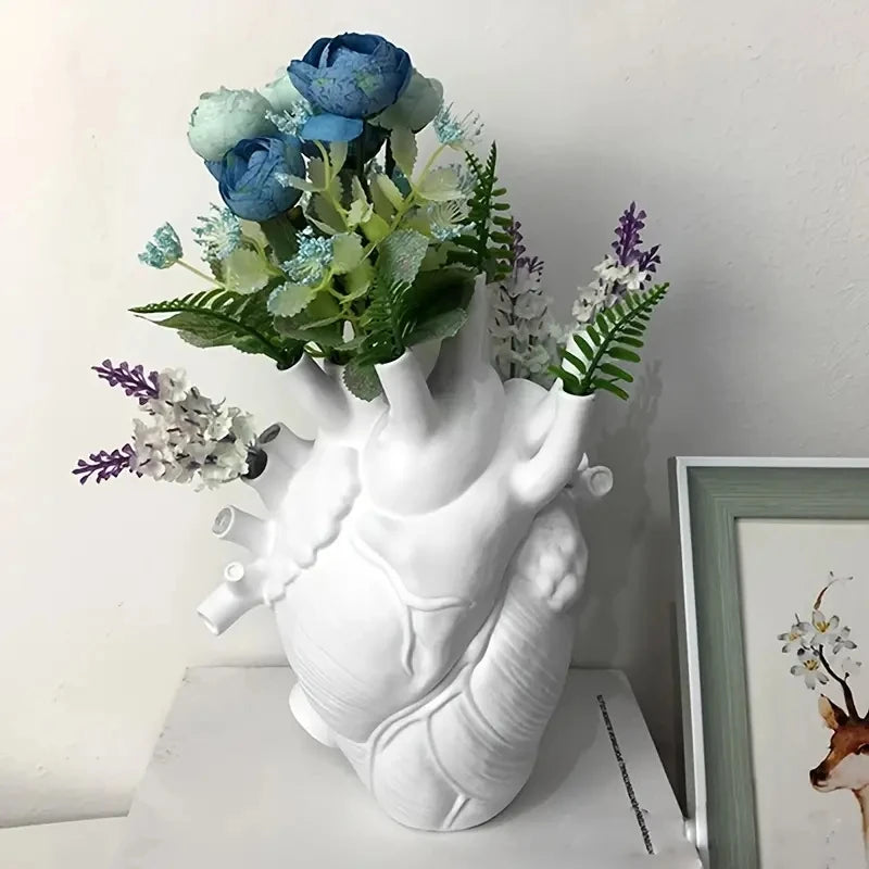 Anatomical Heart Vase Resin Figurine Decorative Flower Holder Display