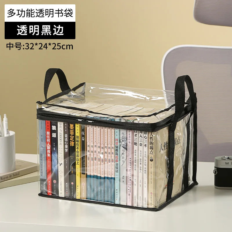 Foldable Book Box Transparent Waterproof Organizer For Home And Classroom