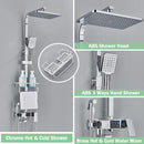 Black Digital Thermostatic Shower Faucet Rainfall Mixer Tap With Shelf