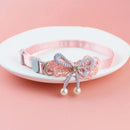 Pet Collar Pink Lace Bow Bell Adjustable Cat Dog Accessories