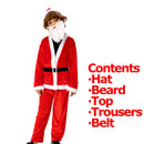 Santa Claus Costume For Kids Ages 4-13 With Hat Beard Belt Shoe Covers