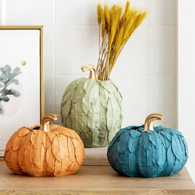 L9NB Pumpkin Vase Resin Figurine Decorative Home Garden Accent