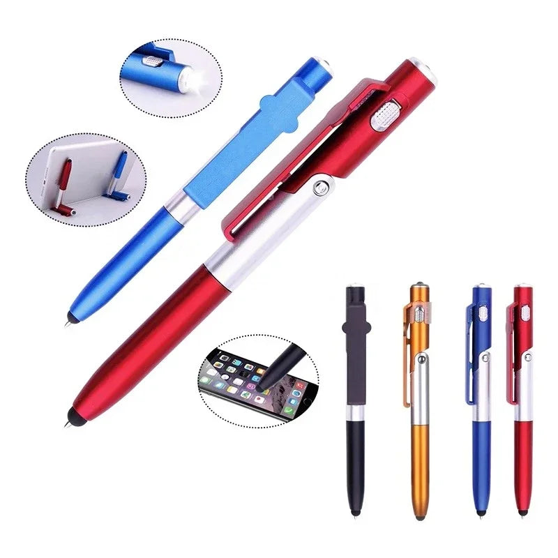 Multifunction Ballpoint Pen With LED Light Foldable Phone Holder