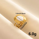 Bohemian Adjustable Stainless Steel Ring White Enamel Gold Color