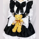 Women Maid Lolita Cosplay Costume Black White Cafe Apron Dress