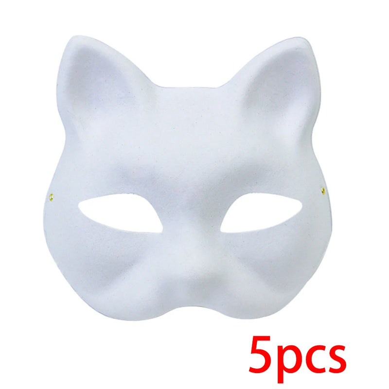 DIY Cat Face Mask Set Paintable Blank Masks For Party Cosplay