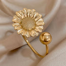 Greatera Stainless Steel Flower Cuff Bracelet Gold Floral Bangle Women