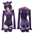 Meowcos Women Cosplay Bodysuit Purple Ghost Romper With Hood Tail