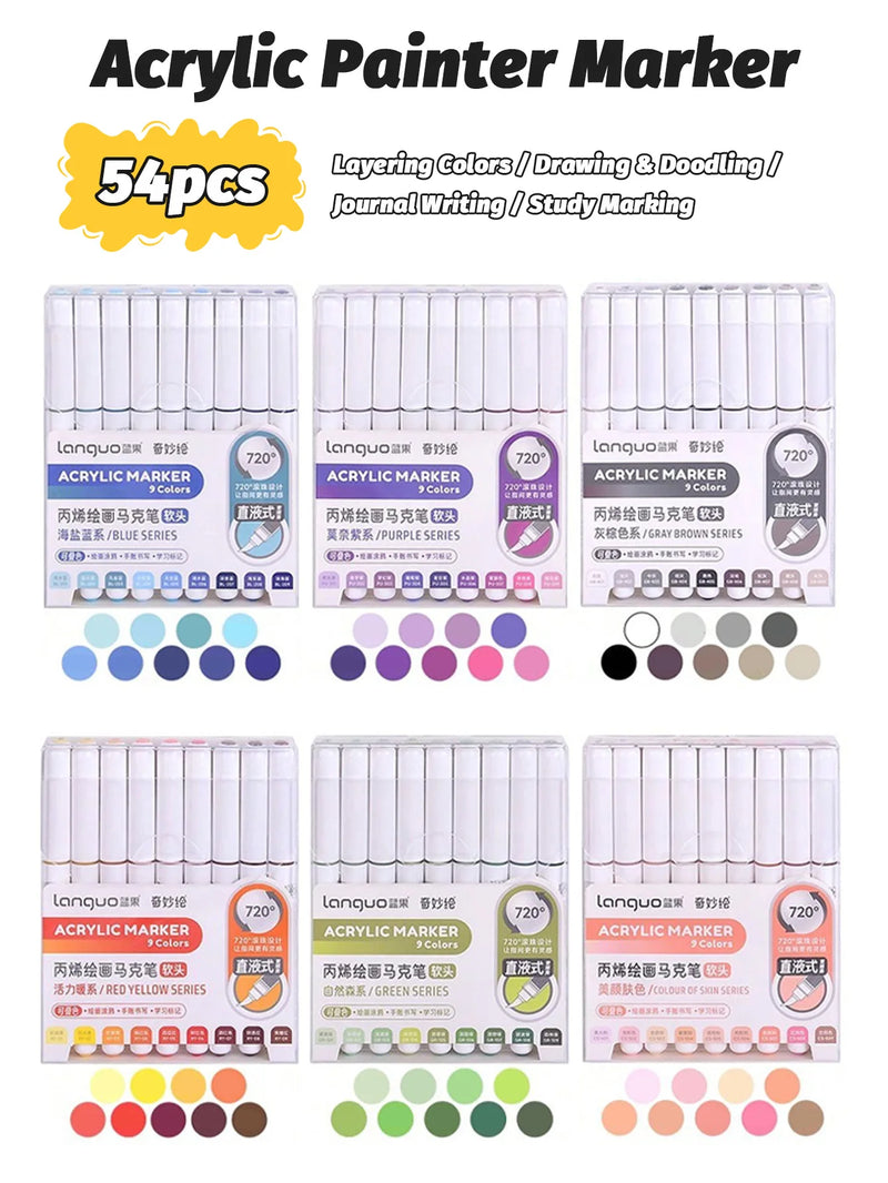9pcs Acrylic Markers Set For Rock Painting Glass DIY Craft Supplies