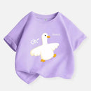 Baby Graphic Print T-shirt For Girls Purple Yellow Cotton Summer Tee