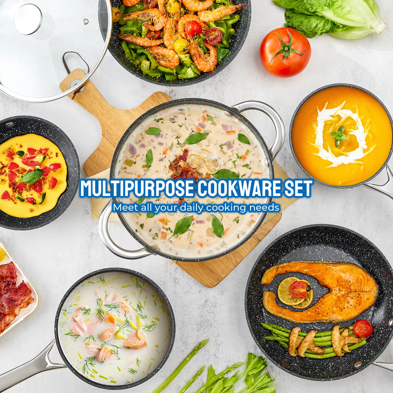 Induction Cookware Nonstick 10-Piece Pots And Pans Set For All Stoves