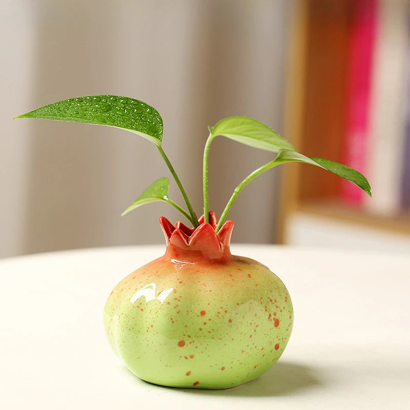 Handmade Ceramic Pomegranate Vase Small Decorative Flower Ornament