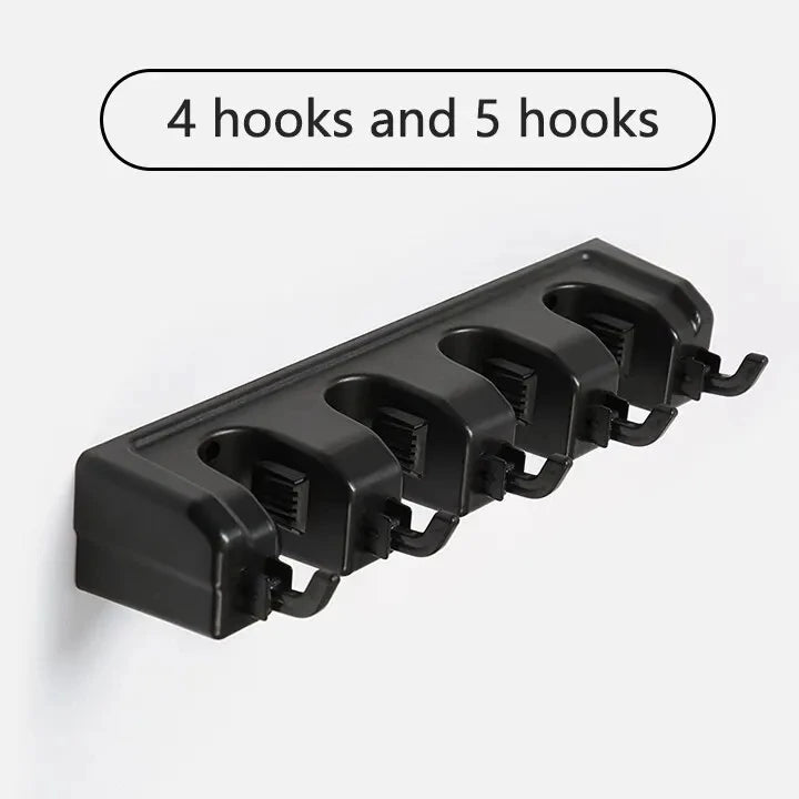 Wall Mounted Mop Holder 5 Position Broom Hanger Kitchen Storage Organizer