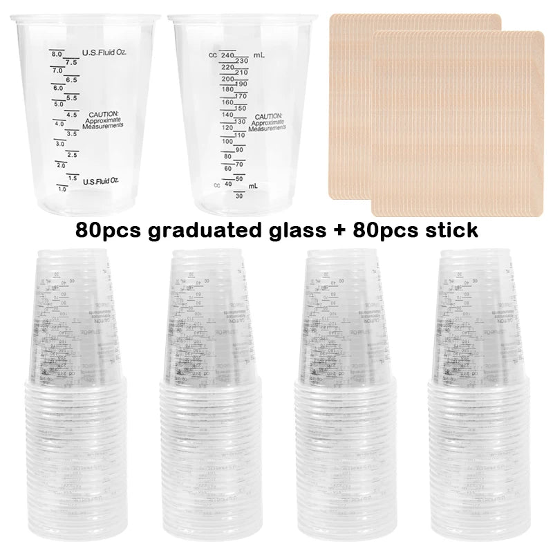FAIS 10oz Disposable Measuring Cups With Stirring Sticks For Resin Mixing
