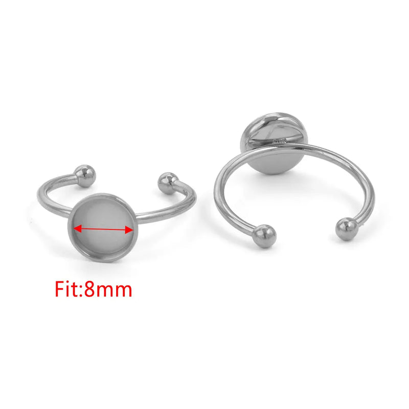 10pcs Adjustable Stainless Steel Ring Settings Blank Base For Jewelry
