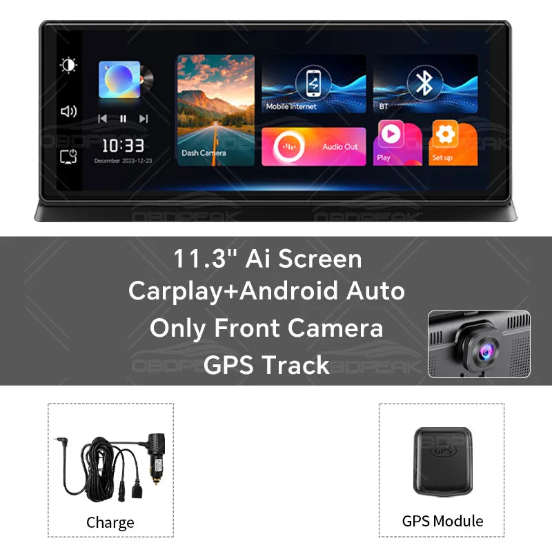 K2 Pro 11.3 Inch 4K Car DVR Dash Cam With Dual Lens GPS Navigation