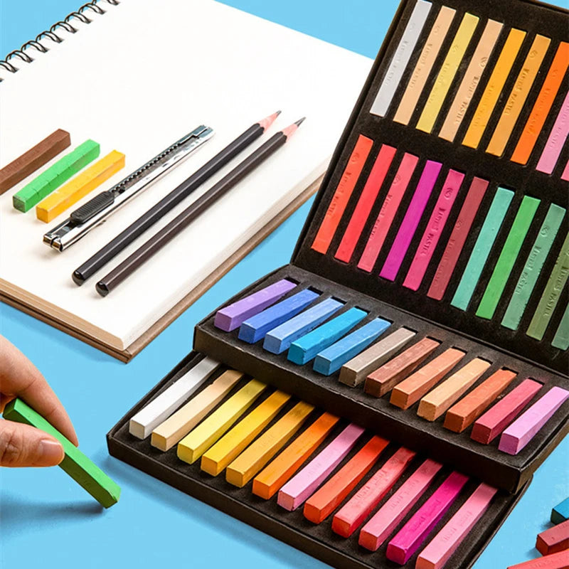 Soft Dry Pastel Crayons Art Set With Brush For Students