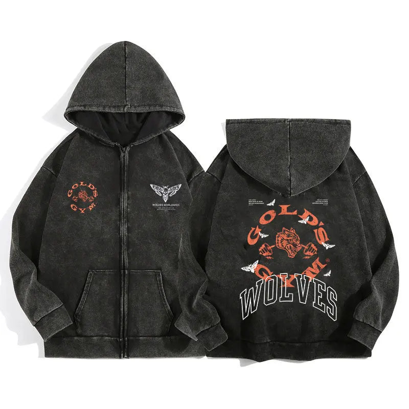 Darc Wolves Cotton Zip Up Hoodies For Men And Women Casual Jacket