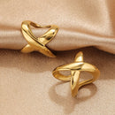 Gold Texture Stainless Steel Adjustable Geometric Rings For Women