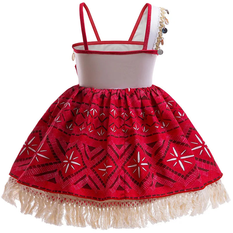 Girls Halloween Costume Dress Tassel Princess Dress With Necklace 3-10 Years