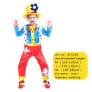 Halloween Boys Clown Costume Circus Performer Carnival Role Play Outfit