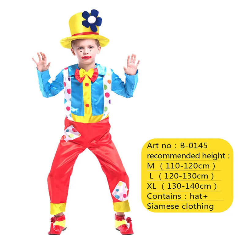 Halloween Boys Clown Costume Circus Performer Carnival Role Play Outfit